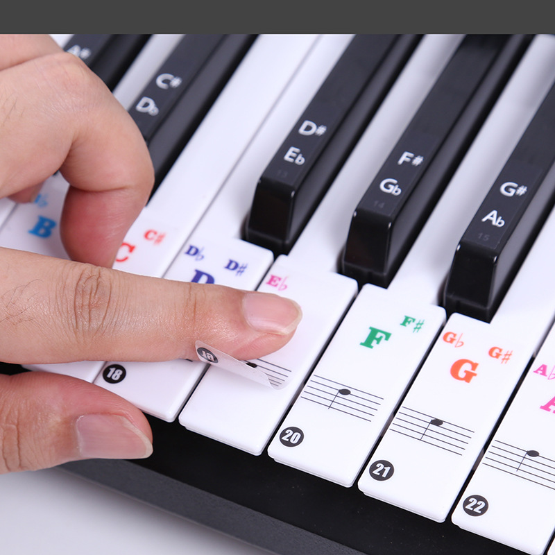 Audio Music Notes - Adesivos Transparentes para Teclado de Piano