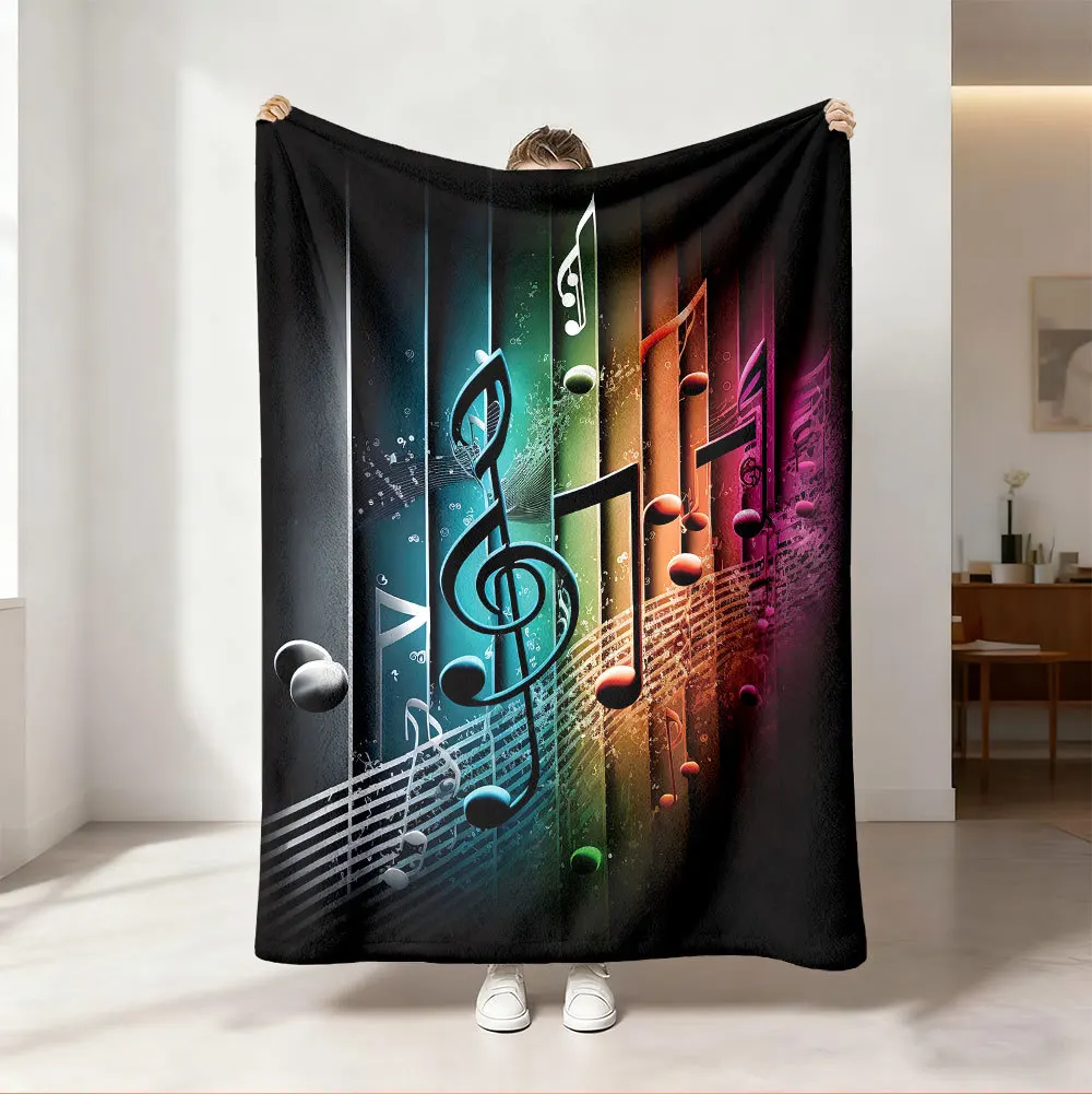 Audio Music Notes - Cobertor Vibrante Neon Arco-Íris com Notas