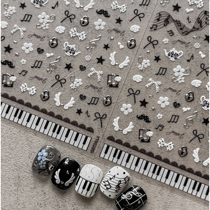 Audio Music Notes - Adesivos de unhas com notas de